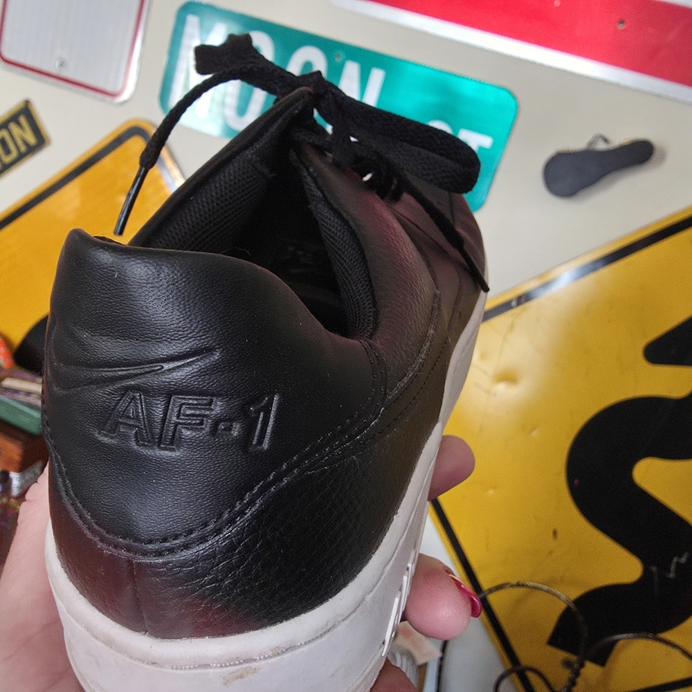 Nike Air Force 1 Low Black Leather Sneakers - Picture 3 of 4